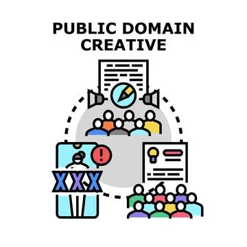 Public domain creative process generating digital content Stock Illustration