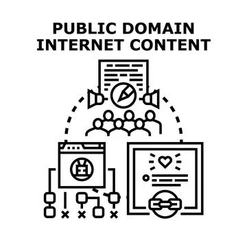 Public domain internet content sharing community concept Stock Illustration