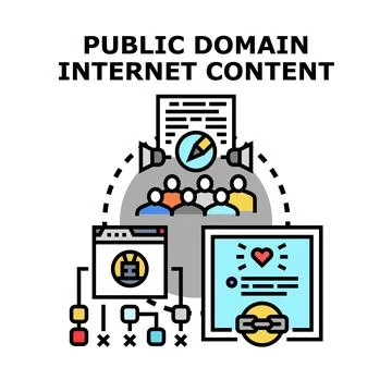 Public domain internet content sharing community concept Illustrazione stock