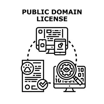 Public domain license for digital content sharing Illustrazione stock