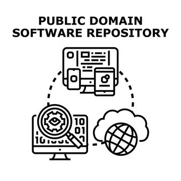 Public domain software repository concept illustration 库存插图