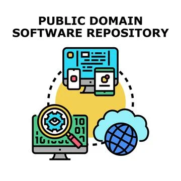 Public domain software repository concept illustration Stock Illustration