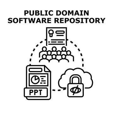 Public domain software repository digital content sharing Stockillustratie