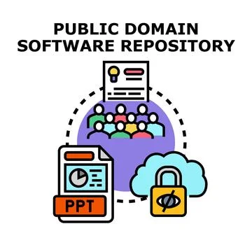 Public domain software repository digital content sharing Stock Illustration