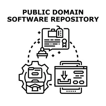 Public domain software repository sharing and downloading concept 스톡 일러스트