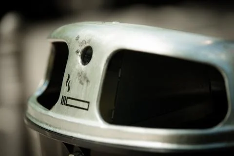 Public dust bin with cigarette sign disposal Photos