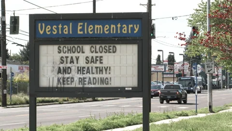 Public Elementary School Closed During COVID Stock Footage