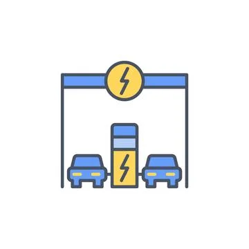 Public EV Charging Network vector concept colored icon Stock Illustration