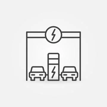 Public EV Charging Network vector concept line icon Stock Illustration