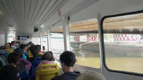 Public ferry on the Chao Phraya River in Bangkok, Thailand. Stock Footage 340544472