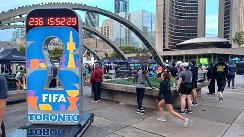Public fifa countdown clock display Stock Photos
