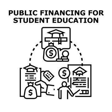 Public financing supporting student education costs concept Stock Illustration