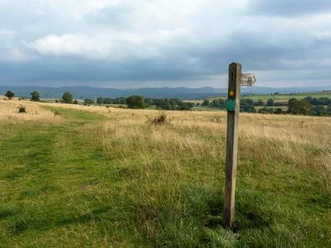 Public footpath marker Stock Photos