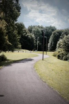 Public footpath in park Stock Photos