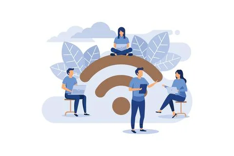 Public free wireless connection wireless point Wi-Fi, For mobile user interfa Illustrazione stock