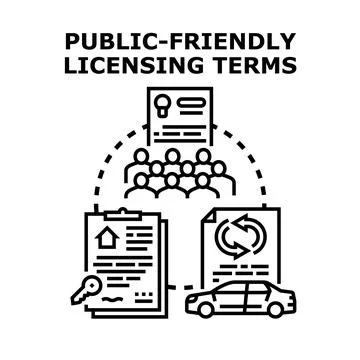 Public friendly licensing terms concept vector art Stock Illustration