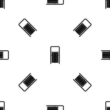 Public garbage bin pattern seamless black Stock Illustration