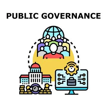 Public governance shaping societal administration and digital services Stock Illustration
