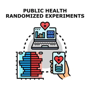 Public health randomized experiments concept analyzing data Stock Illustration