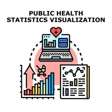 Public health statistics visualization analyzing medical data Stock Illustration