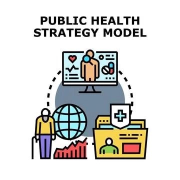 Public health strategy model developing global healthcare Stock Illustration