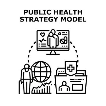 Public health strategy model developing global healthcare Stock Illustration