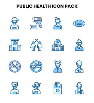 Public Health Two Colour Vector Icons Pack イラスト素材