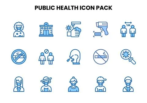 Public Health Two Colour Vector Icons Pack Stockillustratie