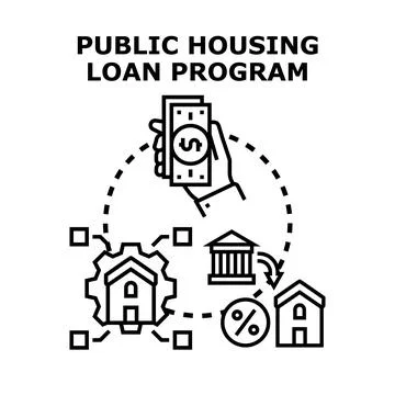 Public housing loan program funding affordable home ownership Stock Illustration