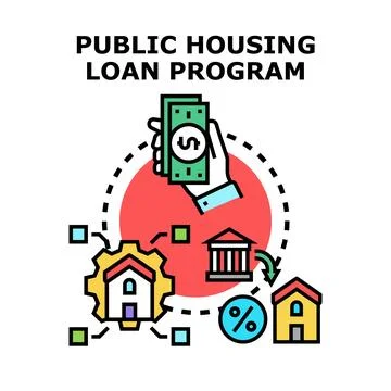 Public housing loan program funding affordable home ownership Stock Illustration