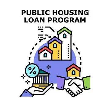 Public housing loan program offering financial assistance Stock Illustration