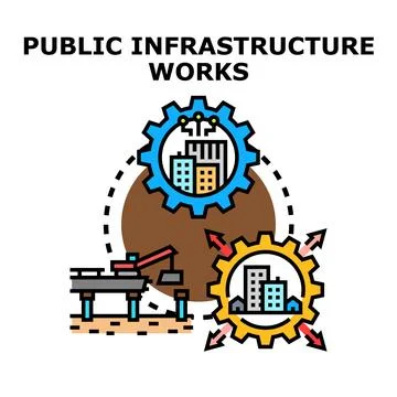 Public infrastructure works development and urban planning concept 스톡 일러스트
