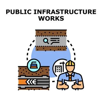 Public infrastructure works planning and development concept Ilustración de archivo