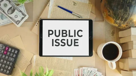PUBLIC ISSUE DISPLAYING ON FINANCE TABLET SCREEN Stock-Footage 308090306
