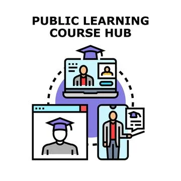 Public learning course hub and online education Stock Illustration