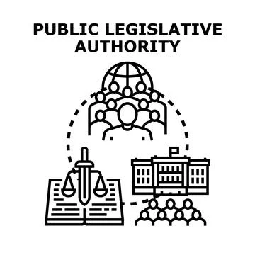 Public legislative authority concept uniting citizens, law, and government Stock Illustration