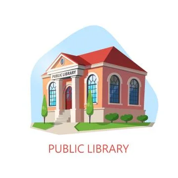 Public library building, construction for reading Stock Illustration