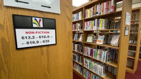 Public Library - Interior - Non-Fiction Stock Footage 174410041