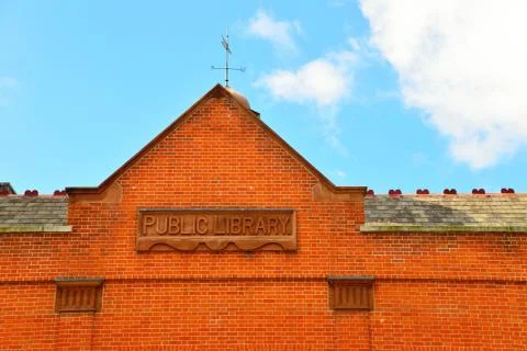 Public library red brick facade in Dublin, Ireland. Stock Photos