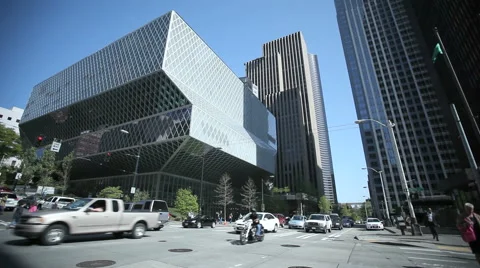 Public Library Seattle Stock Footage 40725529