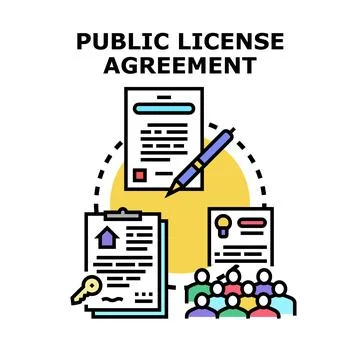 Public license agreement documents and crowd Stock Illustration