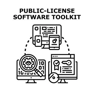 Public license software toolkit developing across different devices Stockillustratie