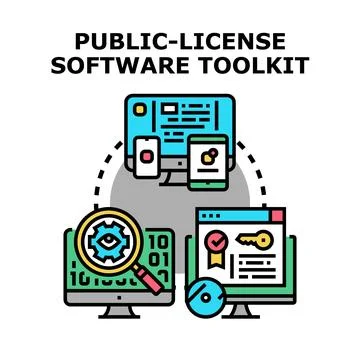 Public license software toolkit developing across different devices Stockillustratie