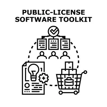 Public license software toolkit developing process concept Stock-Illustration