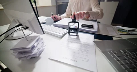 Public Notary Contract Document Stamp Stock Footage 242605313