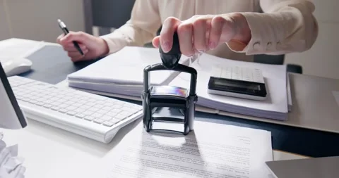 Public Notary Contract Document Stamp Stock Footage 242614266