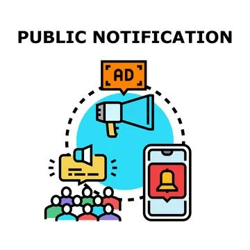 Public notification announcement spreading digital information concept Stock Illustration