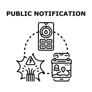 Public notification concept connecting digital alerts and warnings Stock Illustration