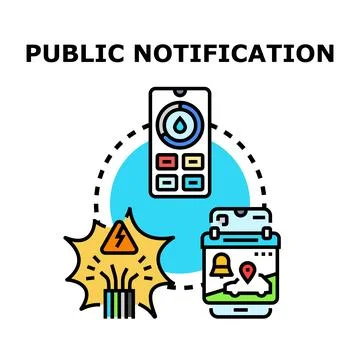 Public notification concept connecting digital alerts and warnings Stock Illustration