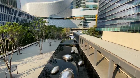Public open air green space at One City Centre in Bangkok, Thailand 4K Stock Footage 263194341